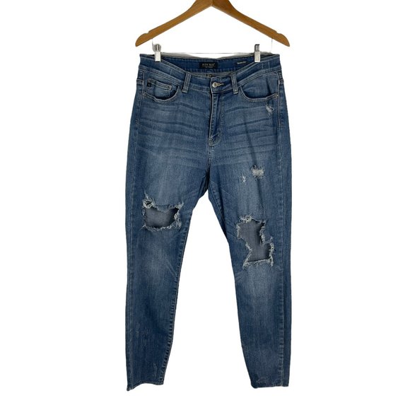 Judy Blue Denim - JUDY BLUE RIPPED DISTRESSED HIGH RISE SKINNY FIT JEANS  SIZE 14W